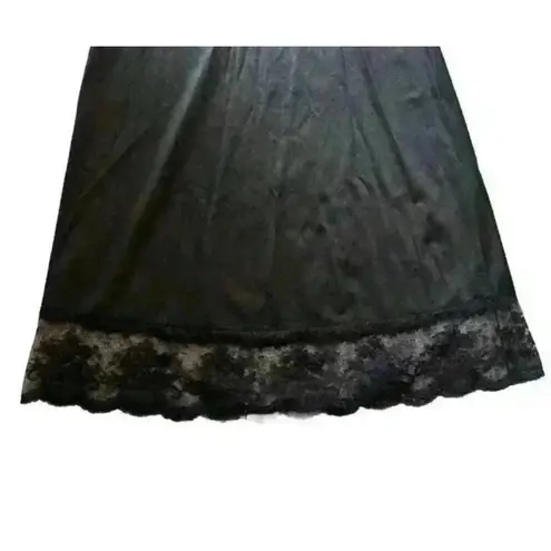 Vanity Fair Vintage Full Slip Dress Size 32L Black Nylon Lace Trim Lingerie USA - Image 4