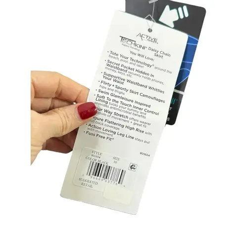 Active Spirit Water Fitness Black Techkini Daisy Chain Swim Skirt Women's 10 NEW