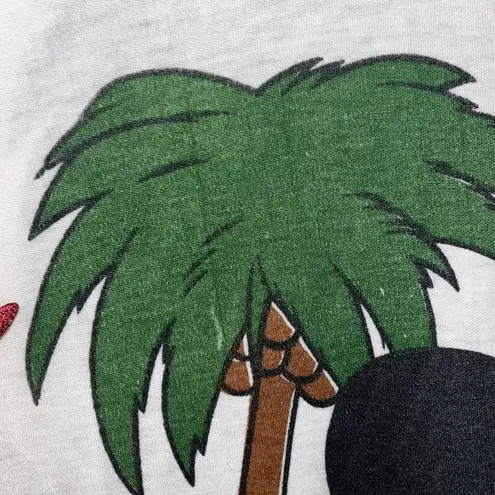 Vintage 70's 80's Disney Mickey Mouse Hawaiian Tropical Vacation T Shirt Size LG White