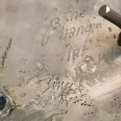 Vintage artist signed inlaid stone belt buckle