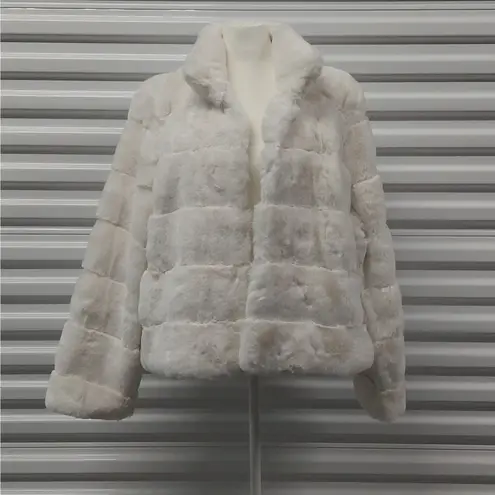 Donna Salyers Fabulous Furs Ivory Faux Fur Jacket 3X Plush Soft Luxe Winter Coat