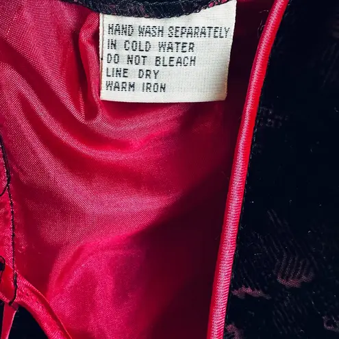 Vintage Velvet Burnout Asian Style Midi Dress WhimsiGoth Y2K Size Small Black