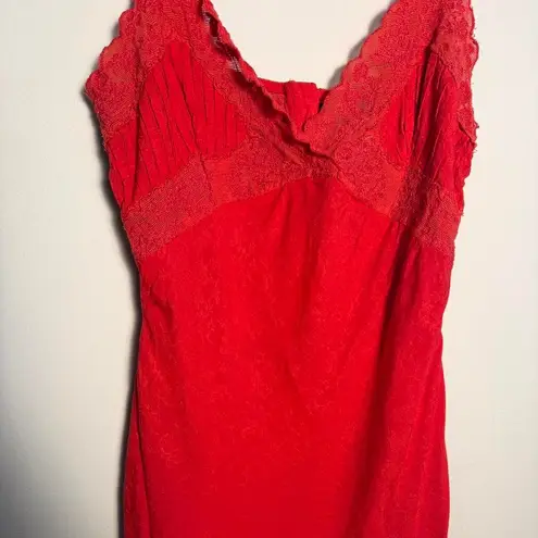 Light Before Dark size S red slip style mini dress with lace and an open back