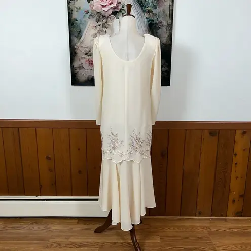Elegant Vintage 1980s Nightworks Embroidered Mother of the Bride Dress! White Size 8