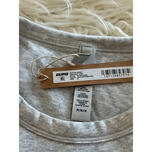 SKIMS Cotton Jersey High Neck Tank Light Heather Grey Size Medium