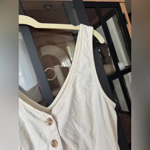 ASOS  denim jumpsuit oatmeal wide leg straight beige lineny sleeveless pockets