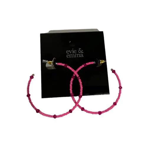 Evie & Emma Pink Beaded Hoop Earrings