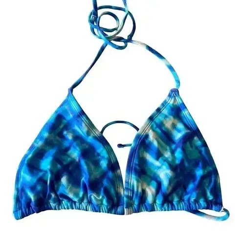 Swim Systems Blue Tie Dye Triangle Spaghetti Straps Tropical SZ S Blue