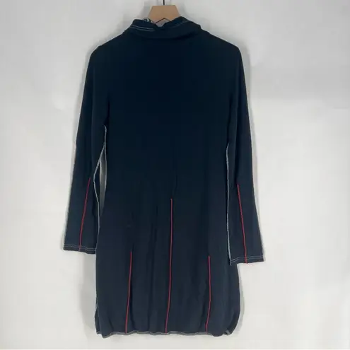 Dzhavael Couture Seamed Floral Patchwork Long Sleeve Cowl Neck Dress Lagenlook M Black Size M