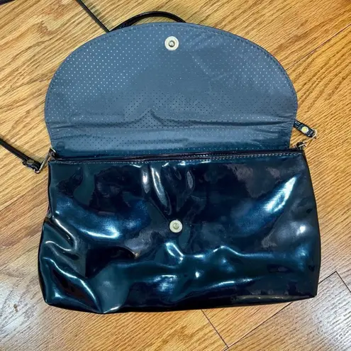 Vintage Black Vegan Patent Leather Envelope Purse
