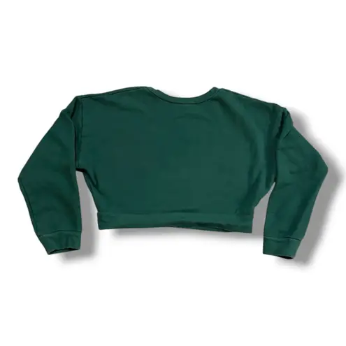 Reformation Green Cropped Sweatshirt Crewneck Organic Cotton USA Medium Casual