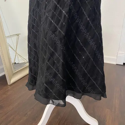 Christopher & Banks Witchy Whimsygoth Black Corduroy Sequin Mesh Midi Skirt 14 L