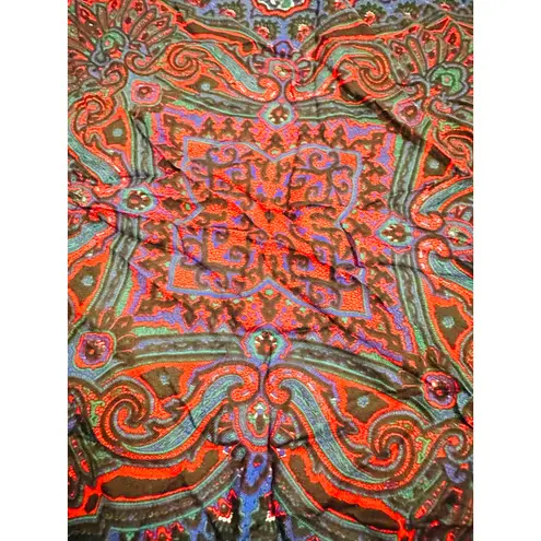 Amanda Smith Vintage Black Red Green Paisley Italy Rayon Scarf