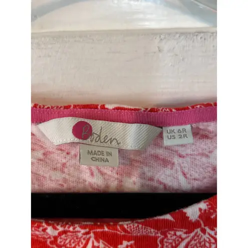 Boden bodycon cotton pencil Jersey Dress Orange Sunset Jungle Bloom Size 2R