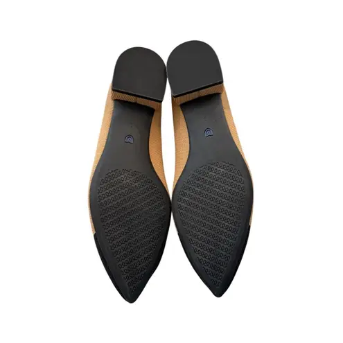 Rothy’s The Point Flats Tan Black Cap Toe Women’s Size 9 Woven Knit Shoes