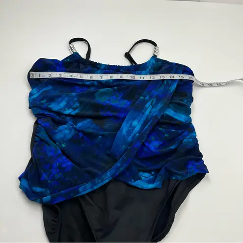 Magicsuit Women's Hazy Daze Lisa One Piece Swimsuit Size 16 Blue Black NWOT