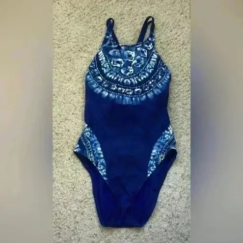 La Blanca Boho Tie Dye One Piece Swimsuit Blue Size 6