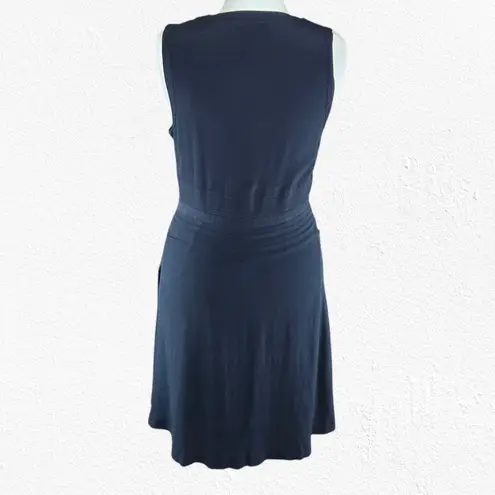 Equipment Navy Eclipse V Neck Pleated Viscose Midi Norice Dress Size 10 $450
