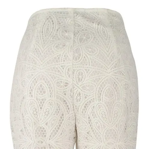 Lauren Ralph Lauren Women’s Leodir Scalloped Lace Overlay Pants – Size 6, White