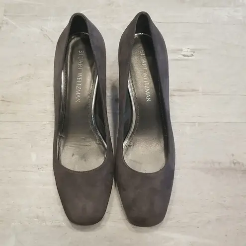 Stuart Weitzman 💕💕 Marymid Suede Block-Heel Pumps ~ Grey Size 9 - Image 5