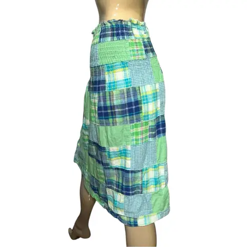 Lord & Taylor Vintage Women’s Size S Green Cotton Plaid Madras Midi Skirt