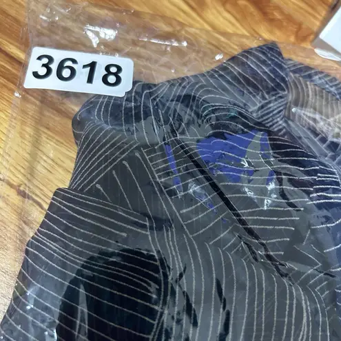 Robbie Bee Woman Duster Cardigan 20W Silk Sheer Open Front Navy Abstract Print - Image 9