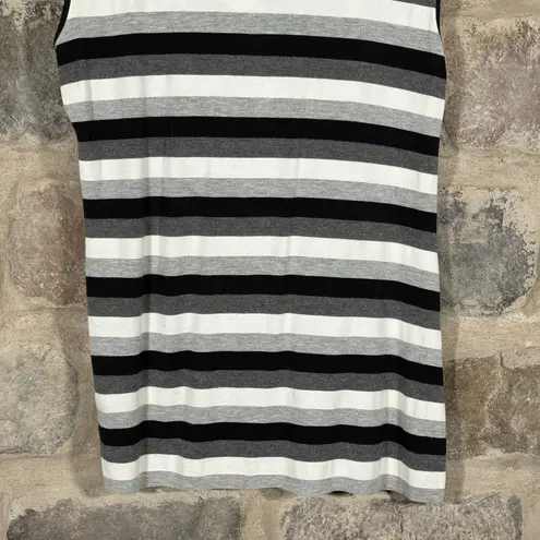 Vivienne Tam Cowl Neck Tank Woman's XL Striped Black White Gray Raw Hem Coastal