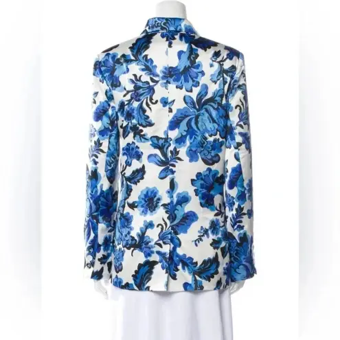 Christian LaCroix 786  Floral Silk Blazer Size XS Color White Blue