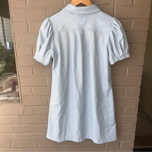NEW DOLCE CABO Baby Blue Short Sleeve Vegan Leather Dress in Cornflower M $159 Size M