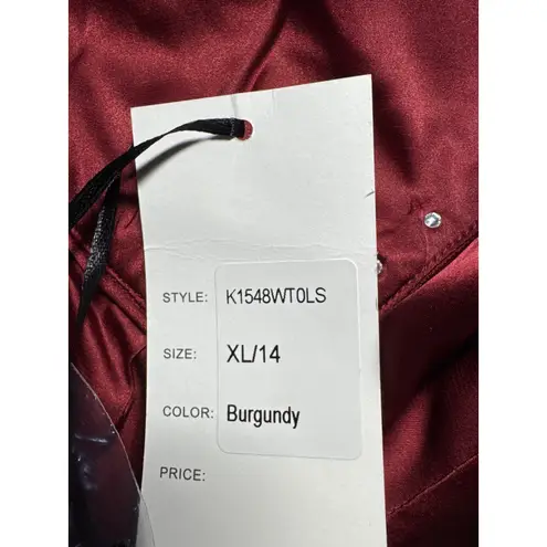 Unique Vintage Burgundy Wrap Top Studded Western Blouse Long Sleeve XL/14