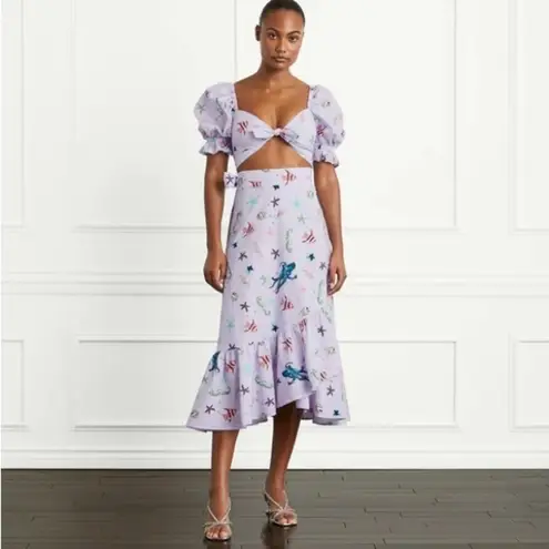 Hill House Isabella Top Crop Sea Creatures Small Purple