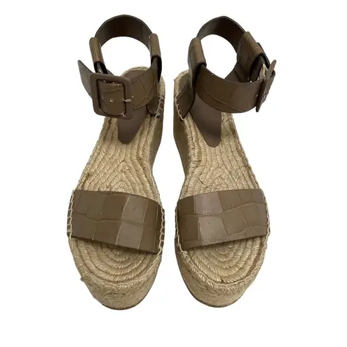 Vince  Abby Croc Espadrille Platform Sandals Taupe Summer Bohemian Chic size 9