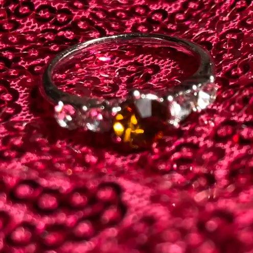Boutique Topaz Birthstone Womens Ring Size 5 Super Sparkle Orange Bling Rhinestone gift