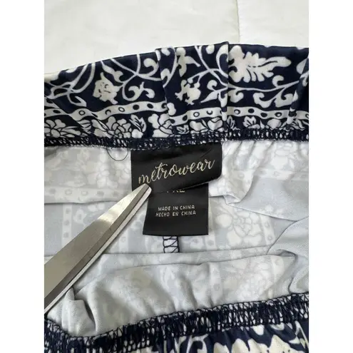 Metrowear Floral Elastic Waist Midi Skirt With Silver Bling PXL Womens Blue Size undefined