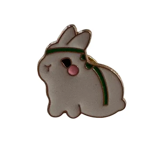 Bunny Rabbit Enamel Pin Cute Kawaii Animal Brooch Lapel Pin Backpack Accessory White