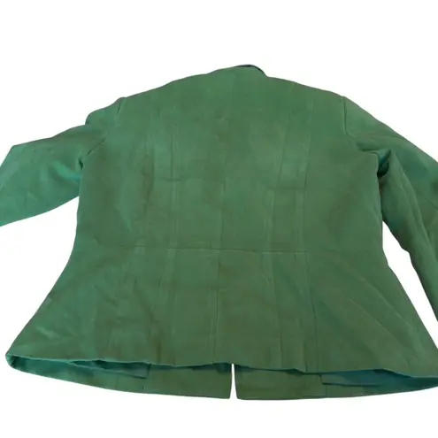 Tribal Lime Green Faux Suede Moto Jacket Women’s Size 6 Zip Front Silver Trim