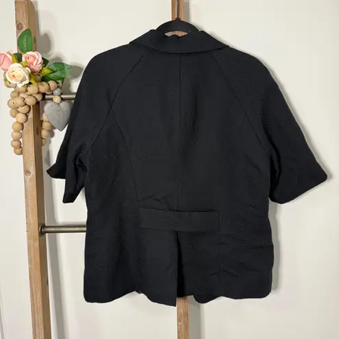Coldwater Creek  Black Textured Blazer Short Sleeve Button Front Womens Size 16