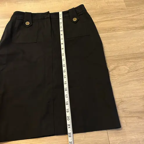 J. McLaughlin  Black Pencil Skirt Front Slit Button Pocket Detail