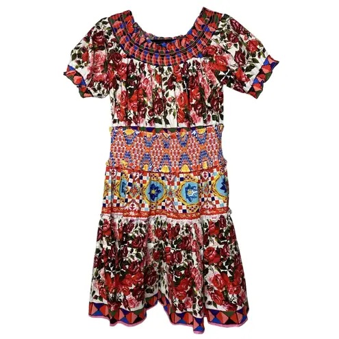 Luxe StyleKeepers Off The Shoulder Floral Mini Dress Women's Large Smocked NWT