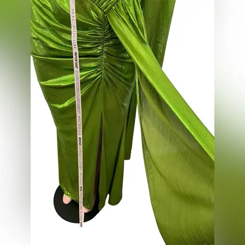 Mac Duggal NWT Drape Bodice Metallic Green Long Sleeve Dress 4 Gown Style 27165