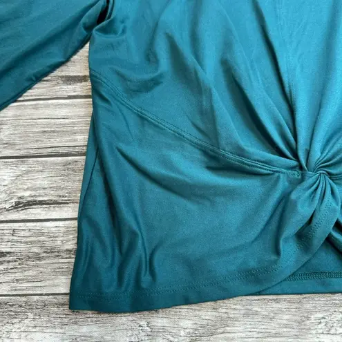 Zobha Women's Twist Front Long Sleeve Athletic Tee T Shirt Dark Teal L LG Large