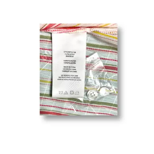 Kut From The Kloth  White Striped Chiffon Sheer Roll Tab Sleeve Boho Coastal Sz L - Image 6