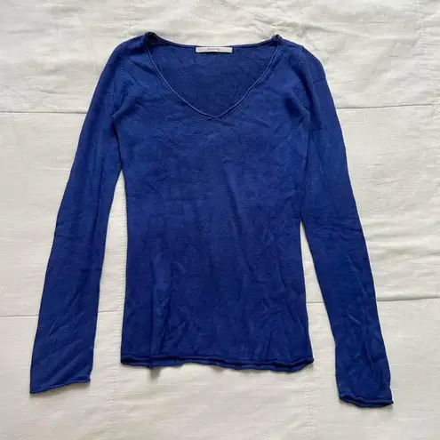 MOUSSY Blue long sleeve knit top with v neck size 1