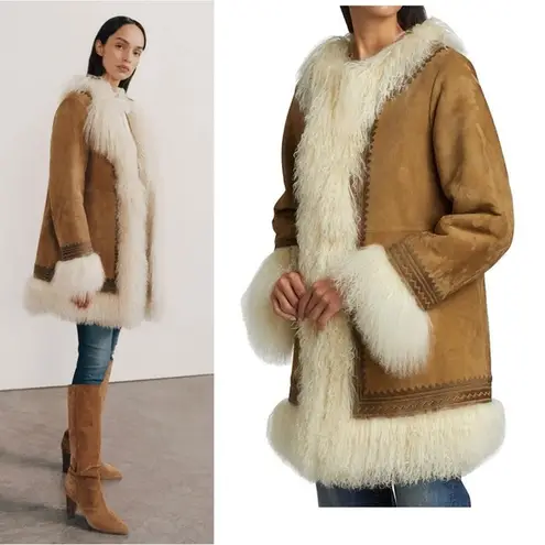 Nili Lotan Harrison Shearling Coat Mongolian Fur Lambskin Jacket Size XS