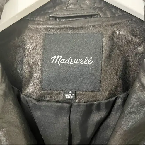 Madewell  The Washed Leather Motorcycle Jacket True Black Medium M