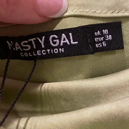 Nasty Gal NWT  Green Mini Satin Slip Dress 4 Party