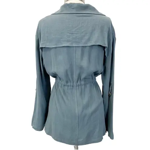 easel  Tie Front Jacket Womens L Bohemian Summer Slouchy Teal Lagenlook Minimal