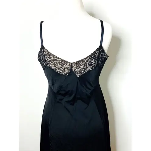 VTG 1960s Van Raalte Black Full Slip Lace Nylon Under Garment Made in USA Sz 36
