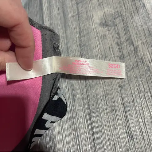 PINK - Victoria's Secret  Black & Gray Leopard Racerback Push UpBra; 32DD Women’s