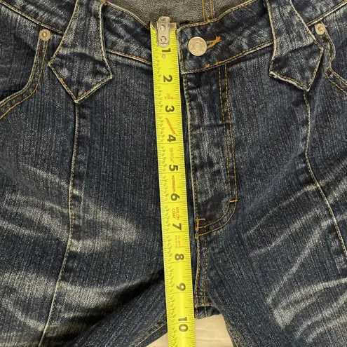 R4R Rave Jeans Vintage Junior Size 15 Y2K 90s Mid Rise Flare Hong Kong 32x32 Blue